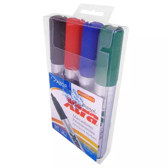 Marcador permanente Signal Xtra punta ci ncel 6 mm colores surtidos 4 pzas