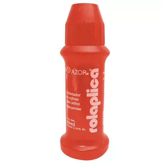 Tinta para sello Rolaplica Azor color ro jo sistema Roll-On 60 ml