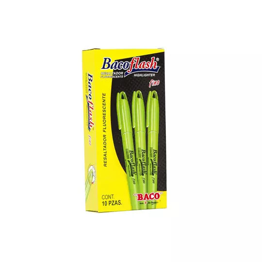 Resaltador de texto BACOFLASH punto fino color rosa verde con 10 piezas