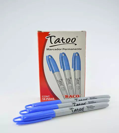 LM-Marcador permanente BACO Tatoo punto fino color azul caja con 10 piezas