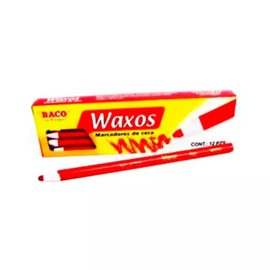 Marcador de cera BACO Waxos color rojo c aja con 12 piezas