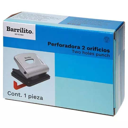 Perforadora 2 orificios Barrilito cuerpo metálico
