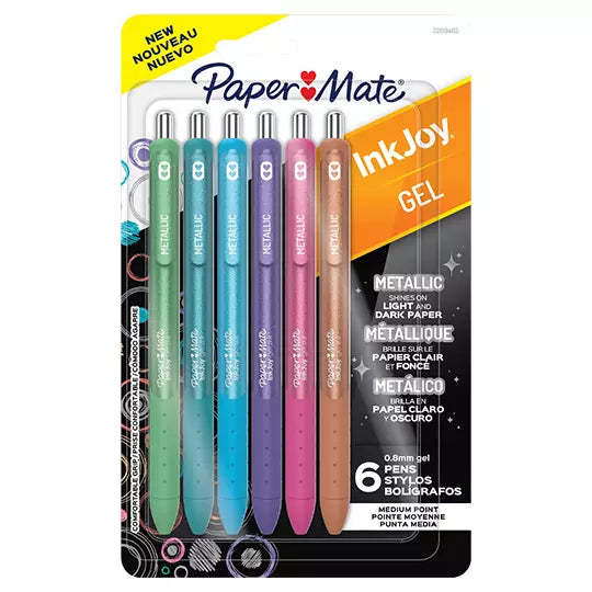 Bolígrafo retráctil Paper Mate Inkjoy Ge l Metálicos blíster 6 colores surtidos