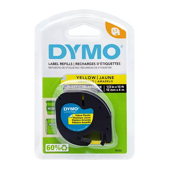 Cinta plástica DYMO Letratag amarillo de 12mmx4m 1 pieza