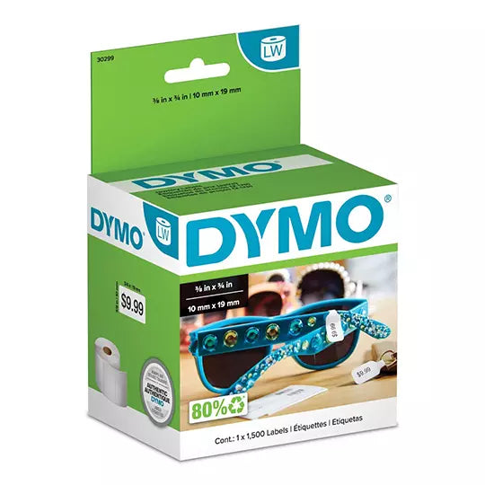 LM-Etiqueta  Dymon negro sobre blanca ro llo con 1500 etiquetas 10x 19mm 1 pieza