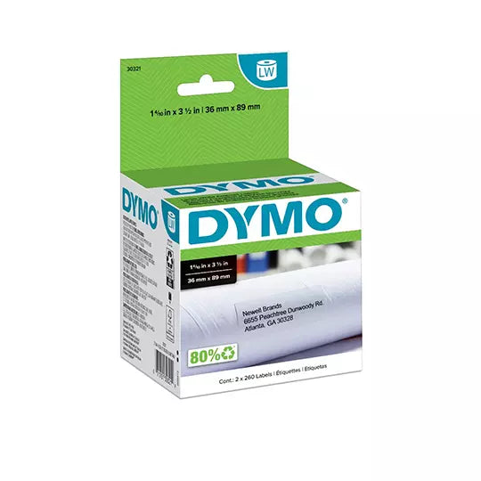 LM-Etiqueta Dymo Label Writer negro sobr e blanco 2 rollos con 260 etiquetas 36x8