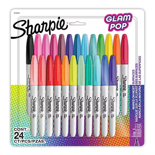 Marcador permanente Sharpie Glam Pop blí ster con 24 piezas colores surtidos