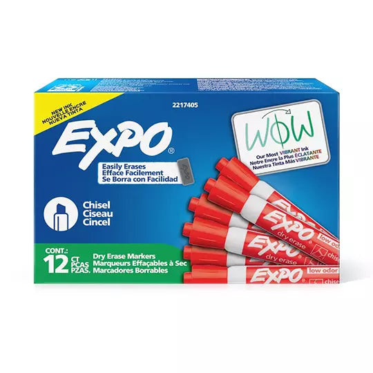 Marcador para pizarron Expo color rojo c aja con 12 piezas