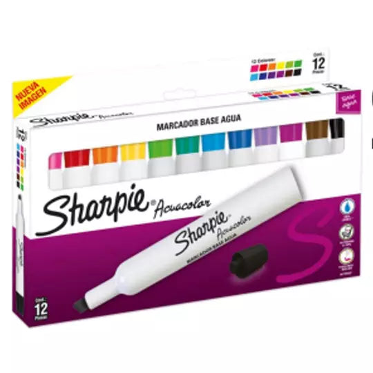 Sharpie acuacolor 12 piezas colores surt idos,marcadores base agua