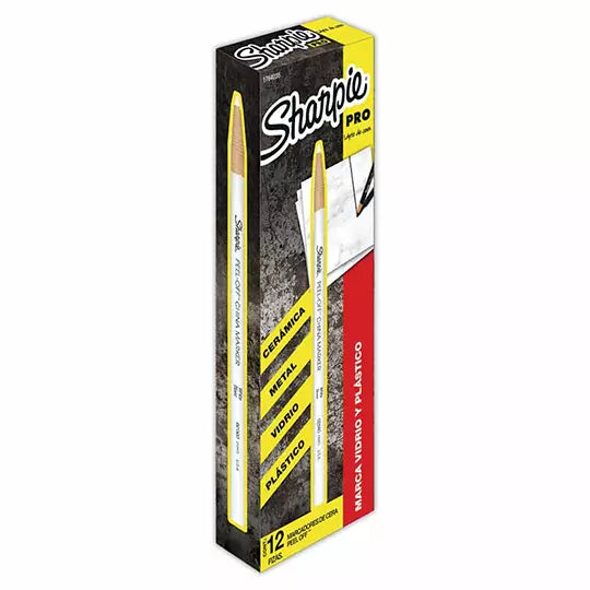 Marcador de cera Sharpie color blanco, c aja con 12 piezas
