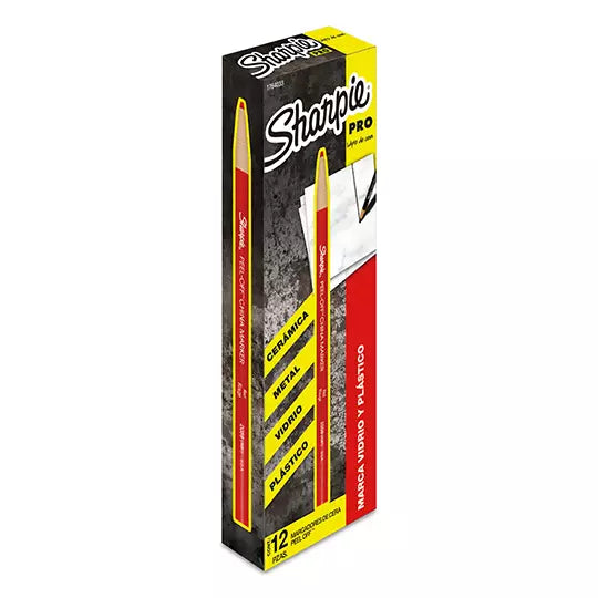 Marcador de cera Sharpie color rojo, caj a con 12 piezas