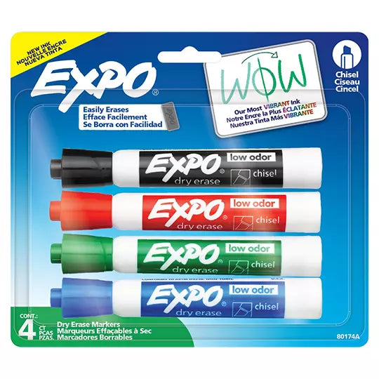 Marcador para pizarron Expo colores basi cos blister con 4 piezas