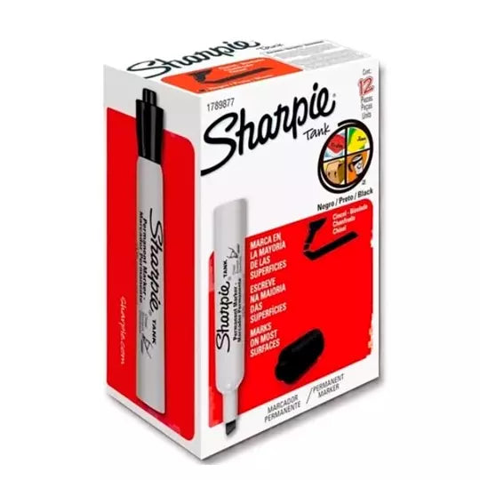 Marcador permanente Sharpie Tank negro c aja con 12 piezas