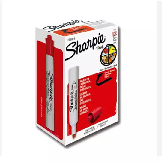 Marcador permanente Sharpie Tank rojo ca ja con 12 piezas
