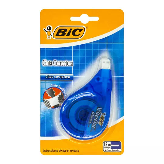 Corrector en cinta BIC White out 12 metr os blíster con 1 pieza