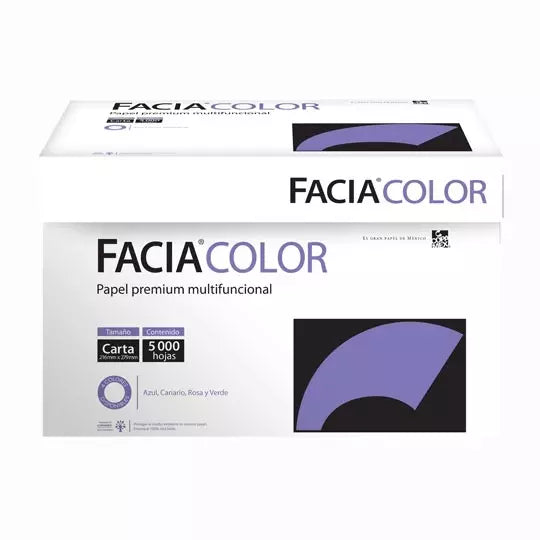 Caja de papel bond Facia Color tamaño ca rta color azul 75gr.