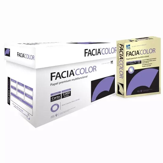 Caja de papel bond Facia Color tamaño ca rta color canario 75gr.
