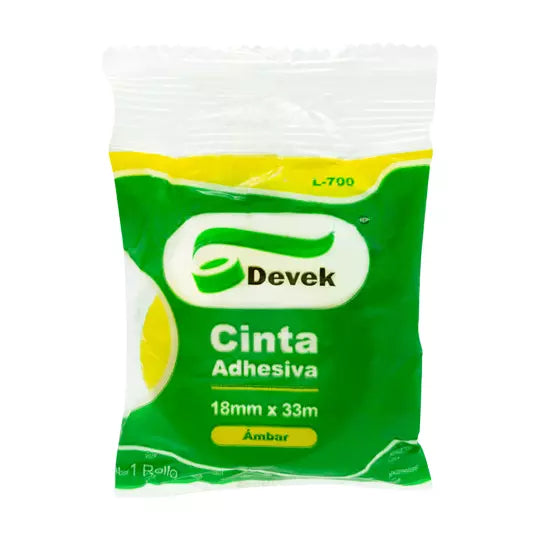 Cinta adhesiva DEVEK 18 mm x 33 m, ambar .