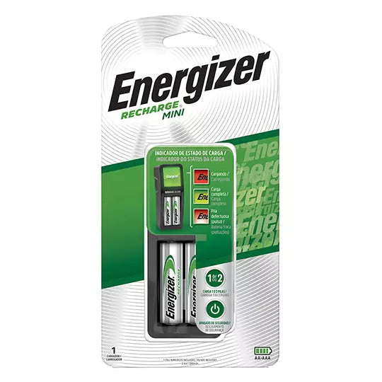 Cargador Mini Energizer con 2 pilas AA .