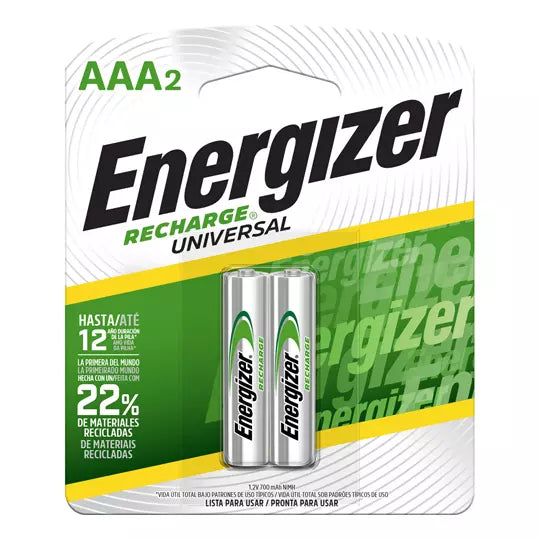 Pila Recargable Energizer AAA blíster co n 2 pzas
