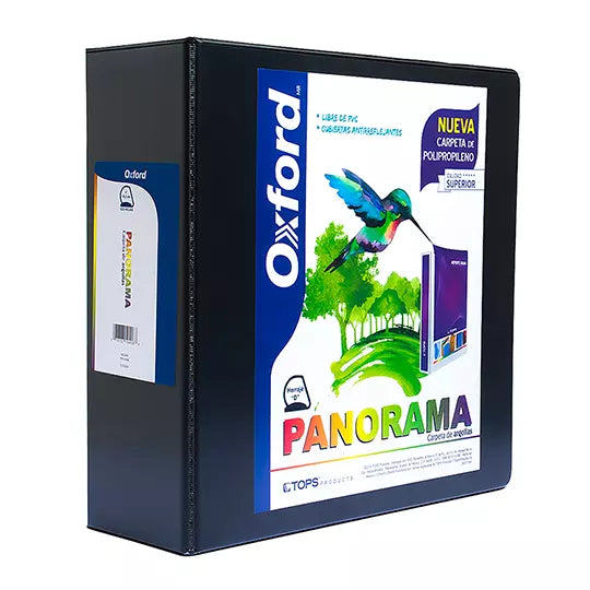 Carpeta panorámica Oxford carta negra he rraje de 4 pulgadas "D"