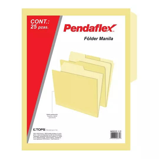 Folder manila Pendaflex carta color crem a ceja 1/2 caja con 25 pzas