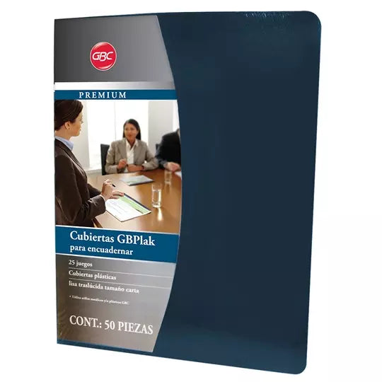 Cubierta plástica tamaño carta GBPlak pr emium GBC color azul obscuro