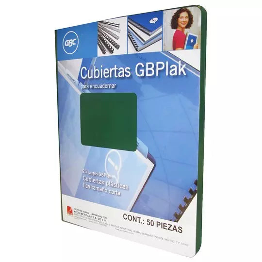 Cubierta plástica tamaño carta GBPlak li so GBC color verde