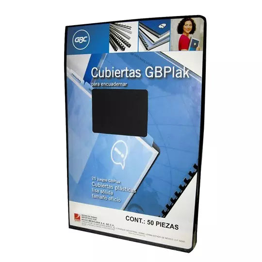 Cubierta plástica oficio GBPlak liso GBC color negro