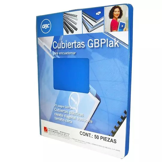 Cubierta plástica tamaño carta GBPlak ra yada GBC color azul