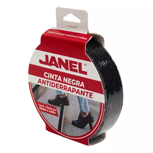 Cinta antiderrapante negra Janel 25 mm x 4.57 m, 1 pieza