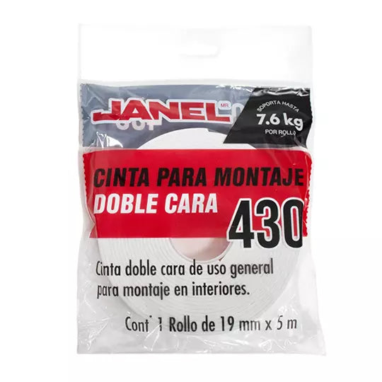 Cinta de montaje para interiores Janel 1 9 mm x 5 m, 1 pieza