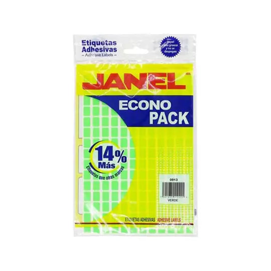 Etiqueta JANEL econopack no.1 verde con 1440 etiquetas de 9x13mm