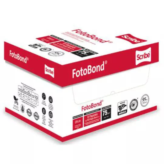 Caja de papel bond Fotobond Scribe tamañ o oficio 95% de blancura 75gr.