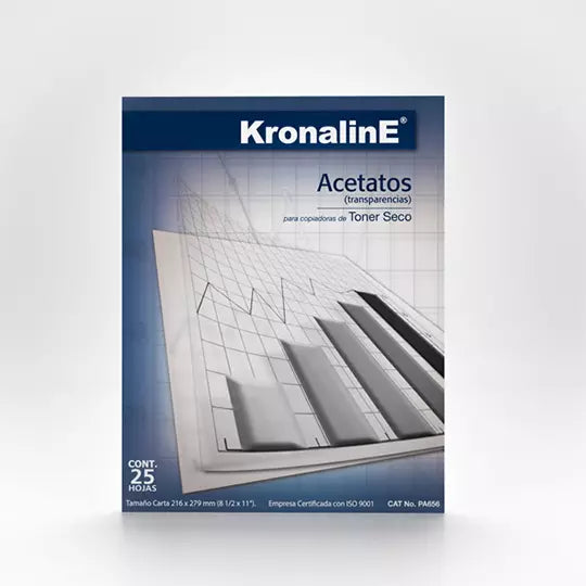 Pelicula de acetato Kronaline tamaño car ta paquete con 25 hojas