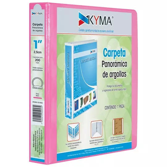 Carpeta KYMA panorámica de vinil 1 pulga da herraje "O" rosa neón 1 pieza