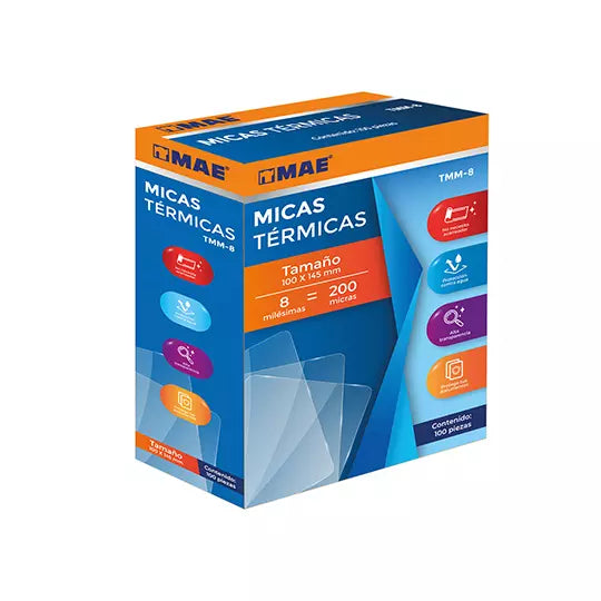 Mica Térmica marca MAE tamaño 10.0 x 14. 5 cm 8 milésimas