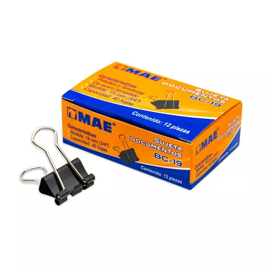 Sujetadocumentos mae de 19 mm 12 piezas .