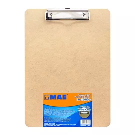 Tabla mae compuesta de fibracel mdf t ño carta con gancho wire clip