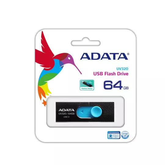 Memoria USB Adata Flash UV320 64GB 3.1 Color Negro-Azul