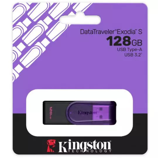 USB MEMORIA KINGSTON 128GB DT   EXODIA "S" MORADA