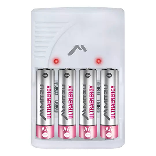 Cargador de pilas MITZU de clavija para pilas AA, AAA,9v 2500 mAh incl. 4 pilas