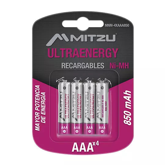 Pila recargable MITZU Ultraenergy AAA Ni -MH 850 mAh, blíster con 4 pilas