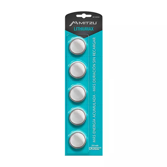 Pila de litio MITZU Lithiumax CR2032 pil a tipo botón 150 mAh, blíster con 5 pila