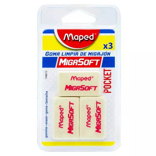 Goma migasoft Maped blíster con 3 piezas tipo migajón