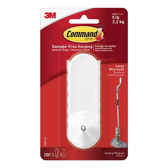 Gancho adhesivo 3M Command para escoba o jalador, color blanco 1 pieza