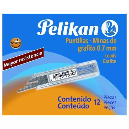 Puntillas de grafito Pelikan de 0.7 mm H B tubo con 12 puntillas