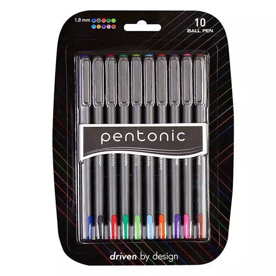 Bolígrafo mediano Pentonic Ball Pen 1.0 mm colores surtidos blíster c/10 piezas
