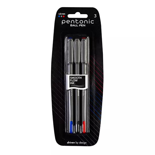 Bolígrafo mediano Pentonic Ball Pen 1.0 mm colores surtidos blíster c/3 pieza