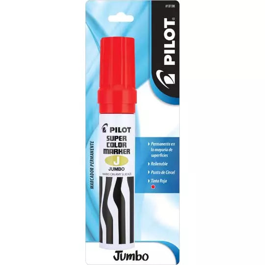 Marcador permanente Jumbo Pilot punta ci ncel hasta 12.5 mm, rojo, blister 1 pza